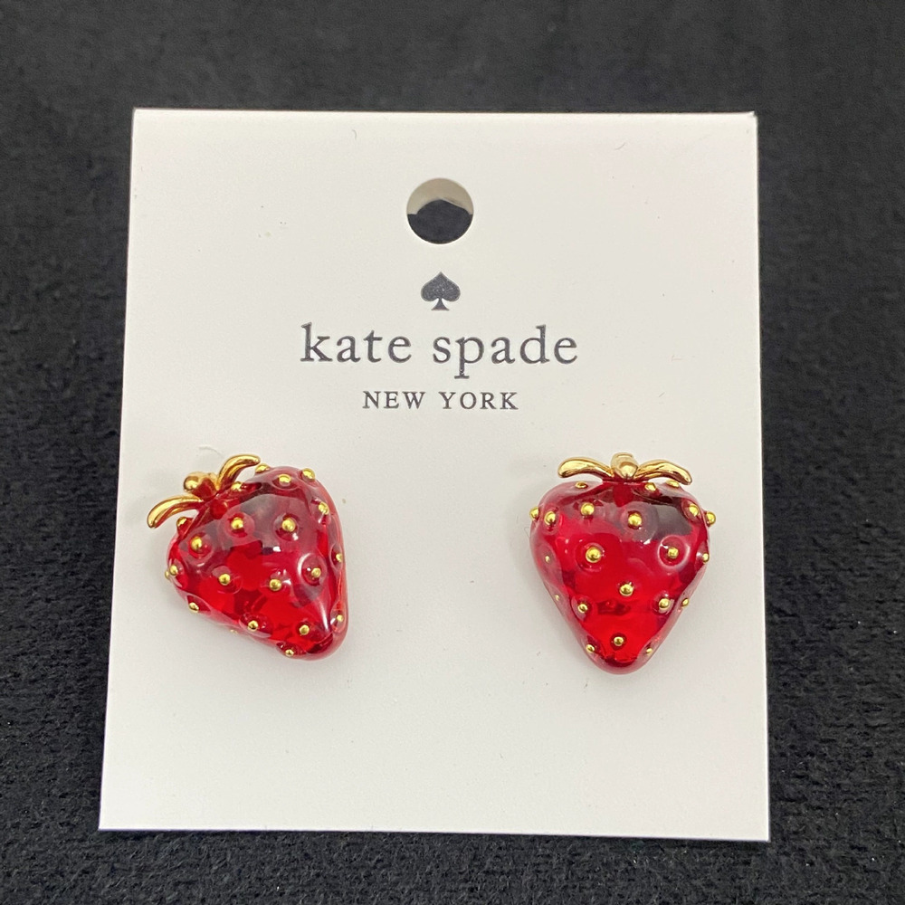 Kate SPADE Red Strawberry Stud Earrings Mini Design
